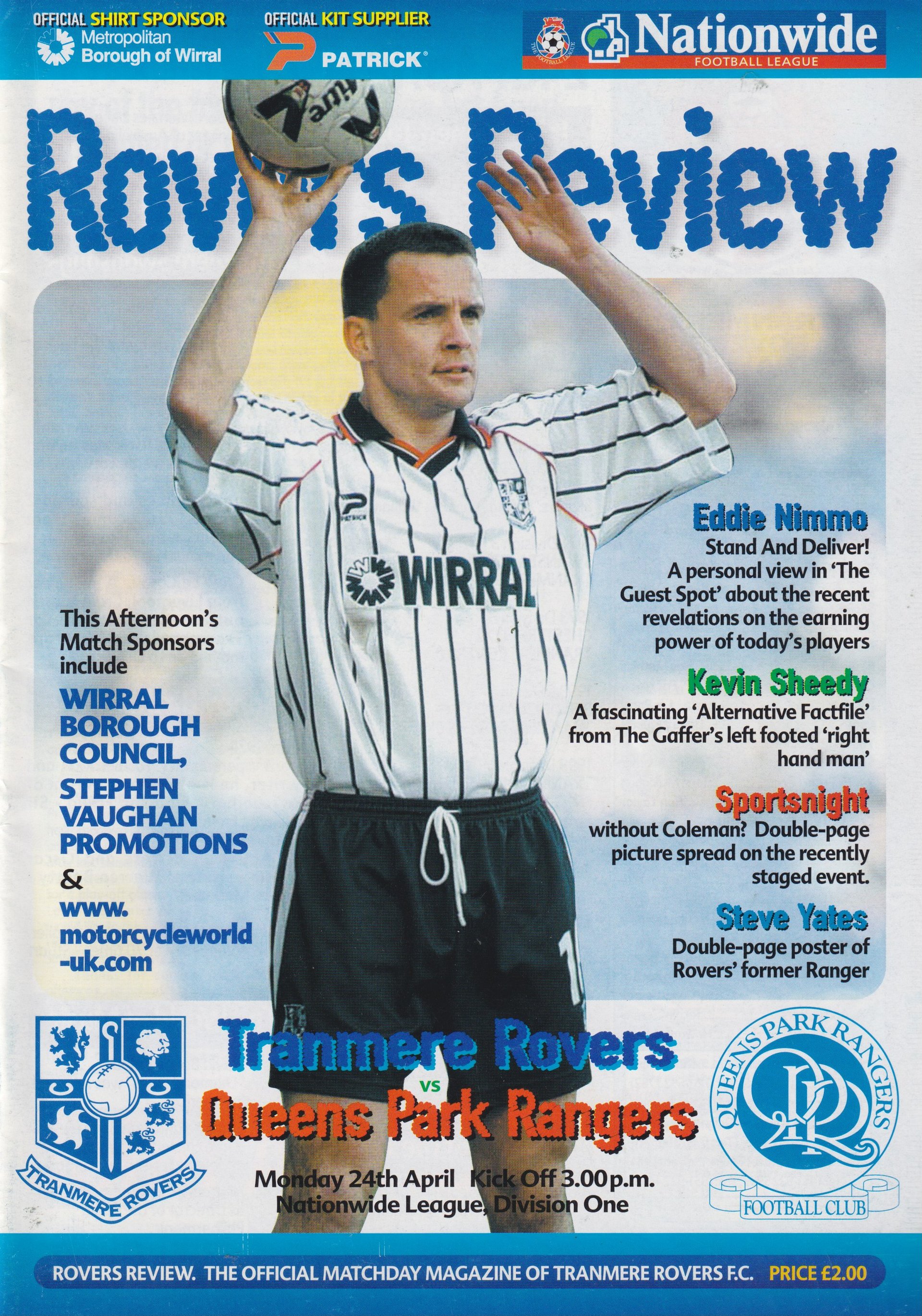 Tranmere Rovers v Queens Park Rangers match programme